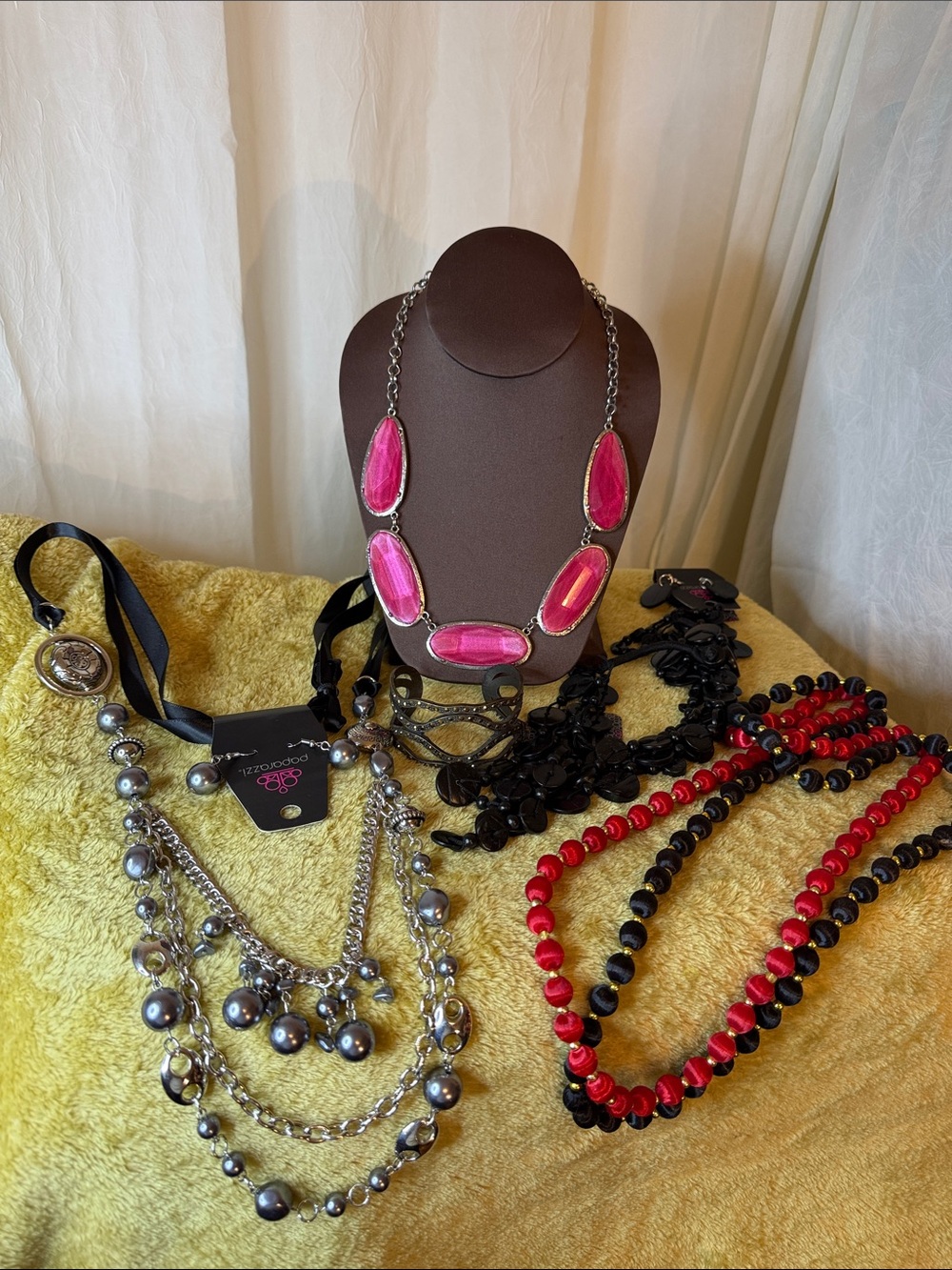 Bright Pink Oval Statement Necklace for Women